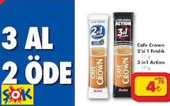 CAFE CROWN 2’Sİ 1 FINDIK 11 G 3 İN1 ACTİON 17 G KAHVE CAFE CROWN 2’Sİ 1 FINDIK 11 G 3 İN1 ACTİON 17 G KAHVE
